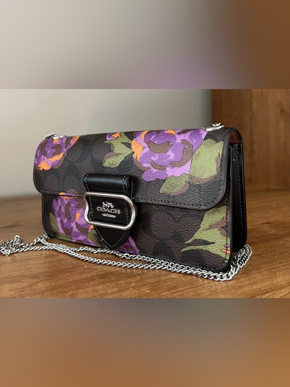 Coach Floral Chain Crossbody Bag - Purple/Black/Green💜💜💜💜💜💜💜 - Picture 4 of 16